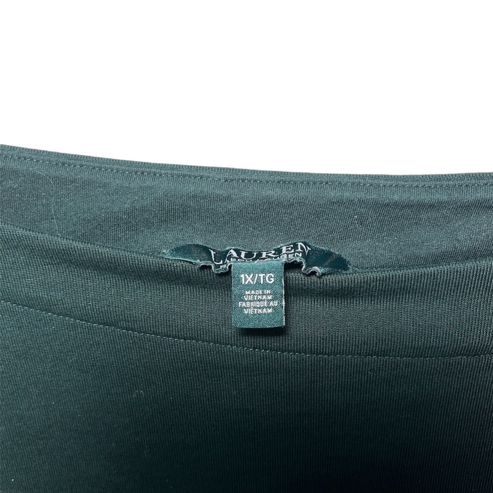 Ralph Lauren Dark Green Boatneck Long-Sleeve Top with Side Buttons - Picture 5 of 8
